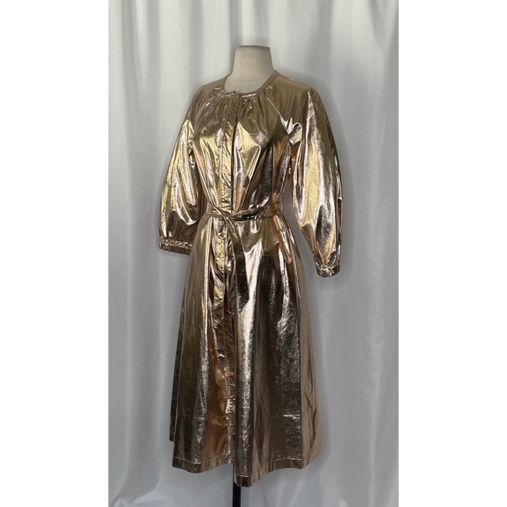 NWT!! Anthropologie MARE MARE Shine Faux‎ Leather Shirt Dress Pearl Metallic XS - Picture 7 of 15